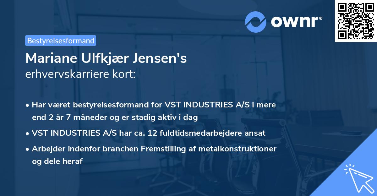Mariane Ulfkjær Jensen's erhvervskarriere kort