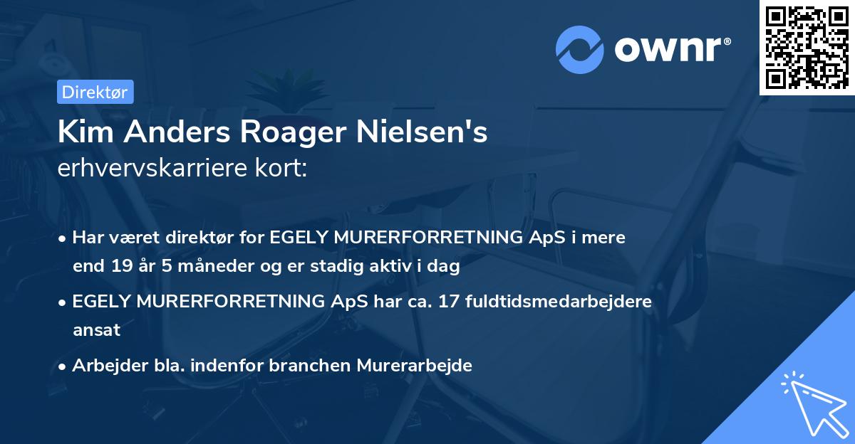 Kim Anders Roager Nielsen's erhvervskarriere kort