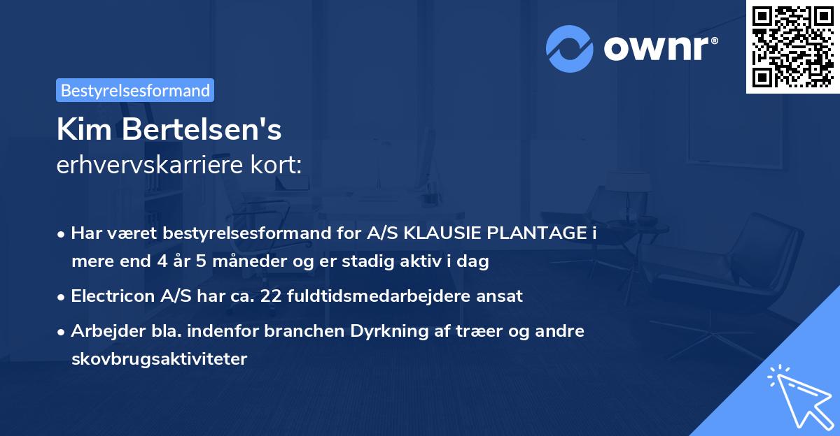 Kim Bertelsen's erhvervskarriere kort