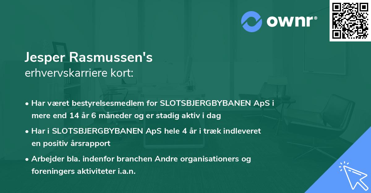 Jesper Rasmussen's erhvervskarriere kort