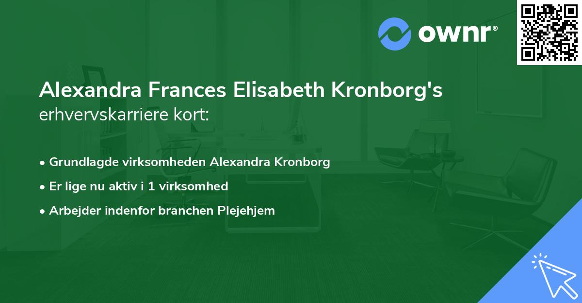 Alexandra Frances Elisabeth Kronborg's erhvervskarriere kort