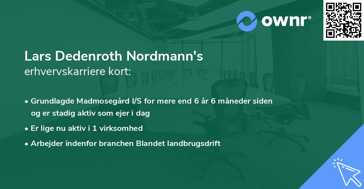 Lars Dedenroth Nordmann's erhvervskarriere kort