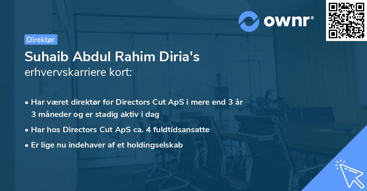 Suhaib Abdul Rahim Diria's erhvervskarriere kort