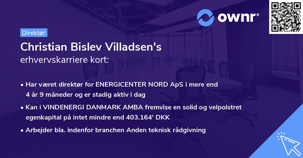 Christian Bislev Villadsen's erhvervskarriere kort
