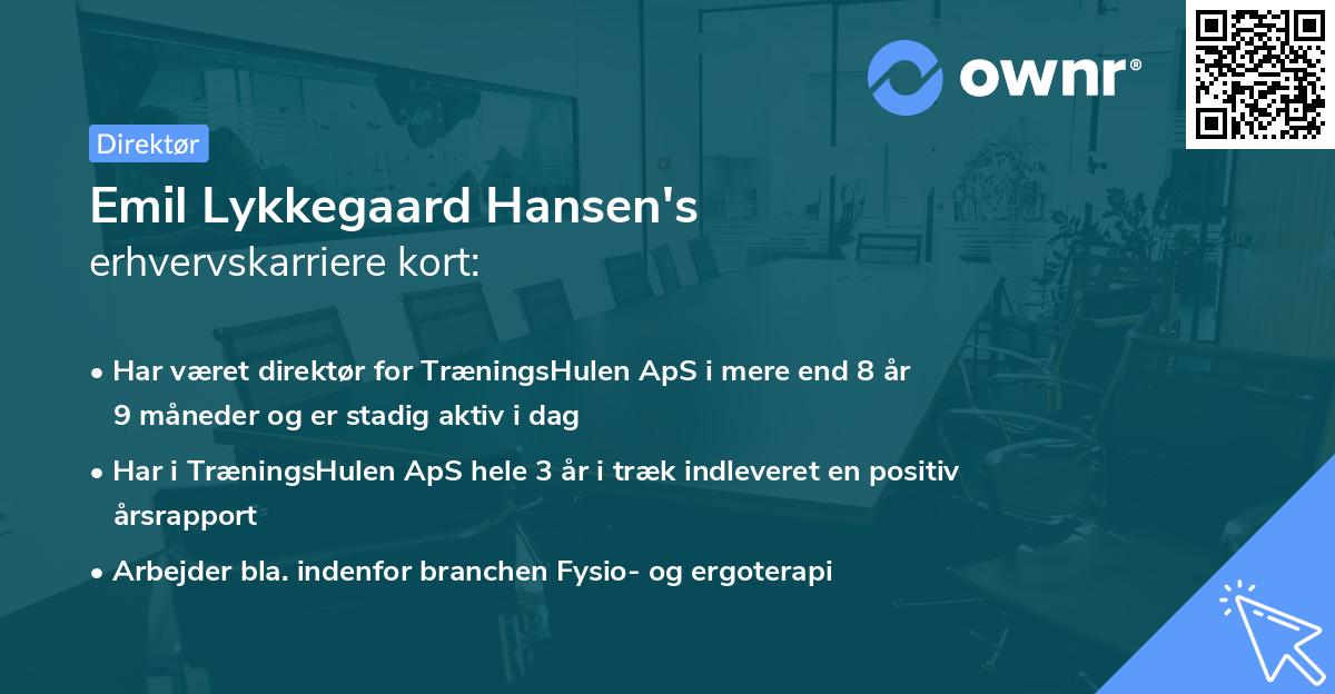 Emil Lykkegaard Hansen's erhvervskarriere kort