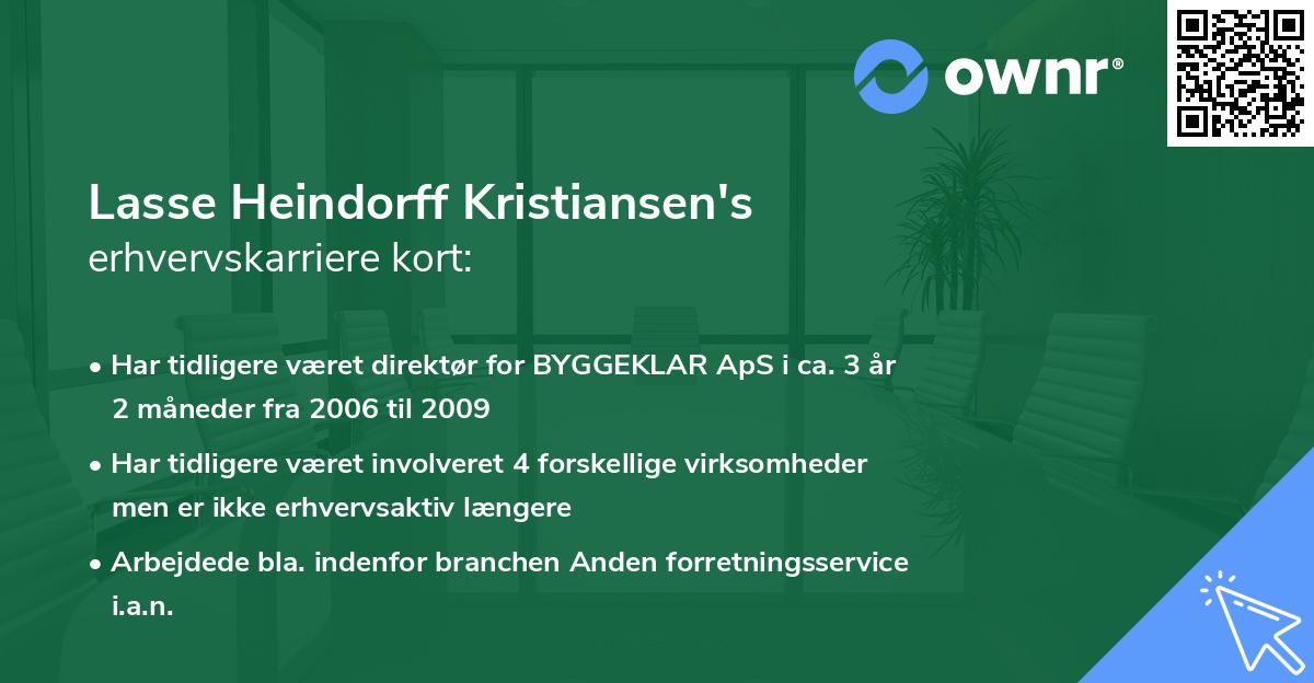 Lasse Heindorff Kristiansen's erhvervskarriere kort