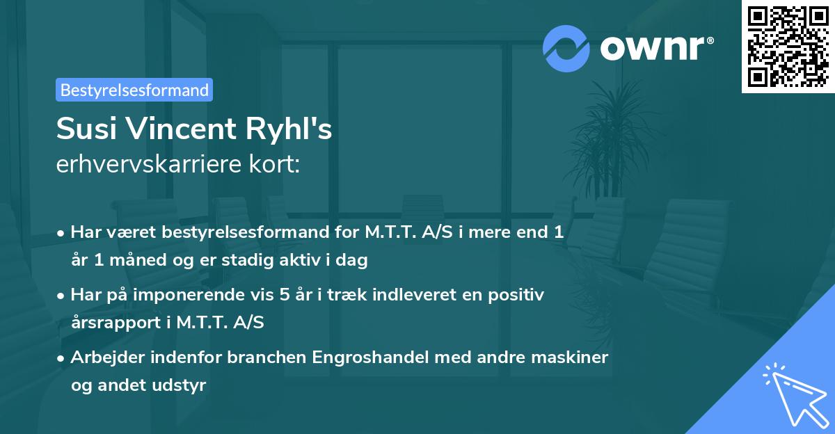 Susi Vincent Ryhl's erhvervskarriere kort