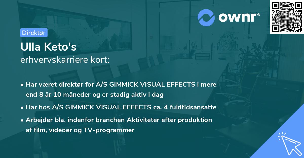 Ulla Keto's erhvervskarriere kort