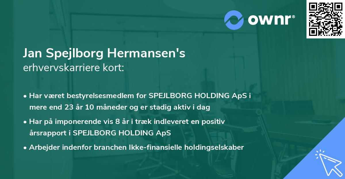 Jan Spejlborg Hermansen's erhvervskarriere kort