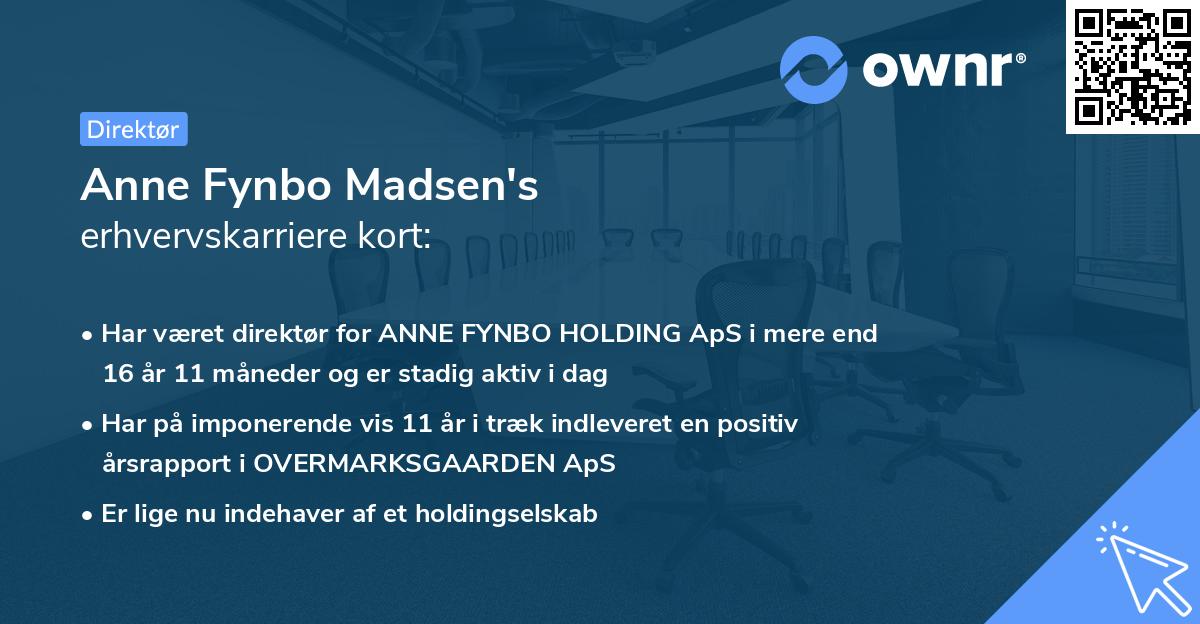 Anne Fynbo Madsen's erhvervskarriere kort