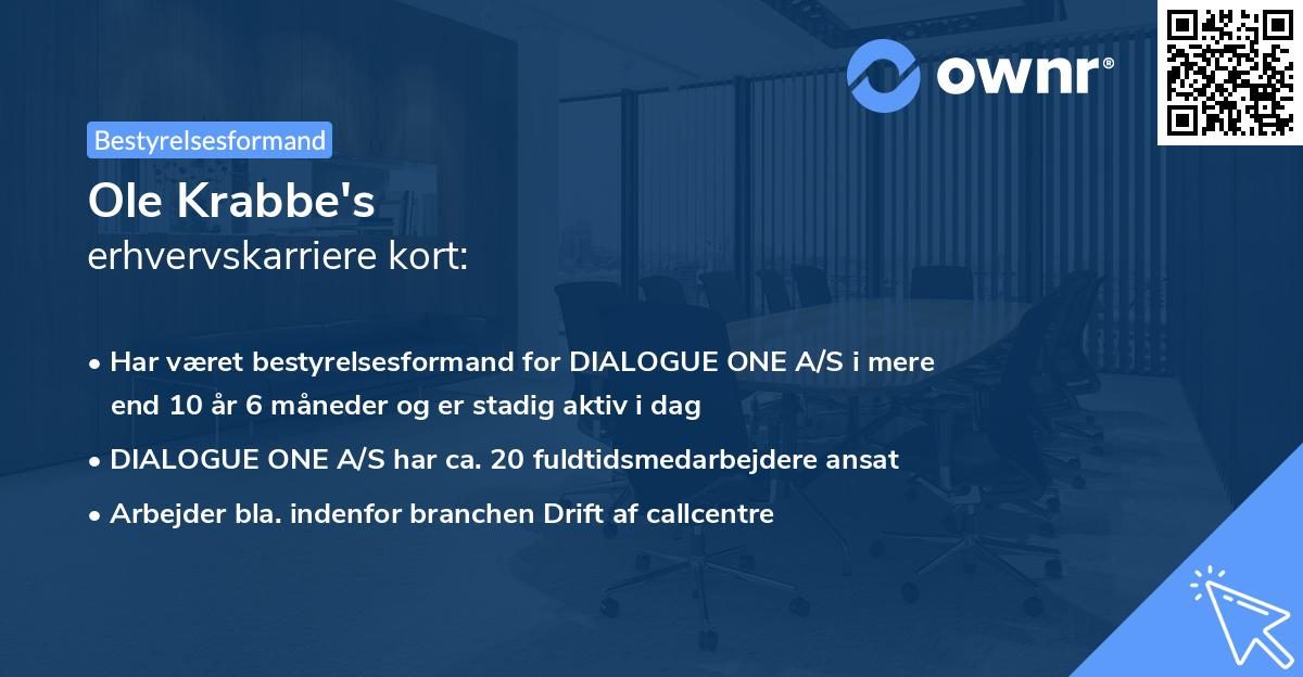 Ole Krabbe's erhvervskarriere kort
