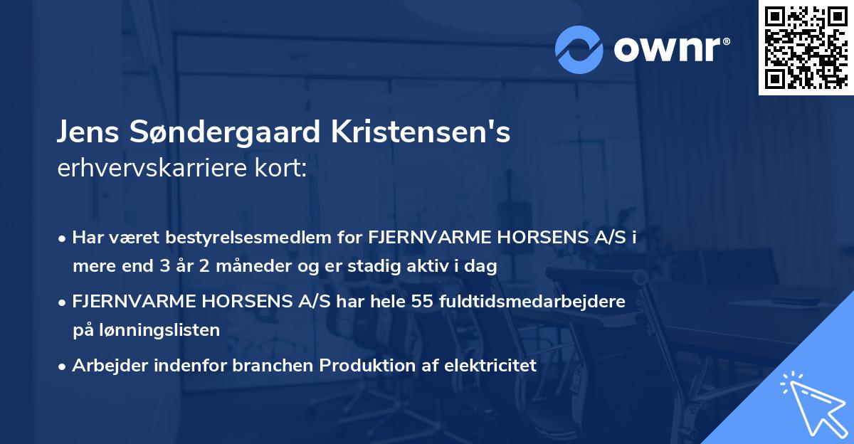 Jens Søndergaard Kristensen's erhvervskarriere kort