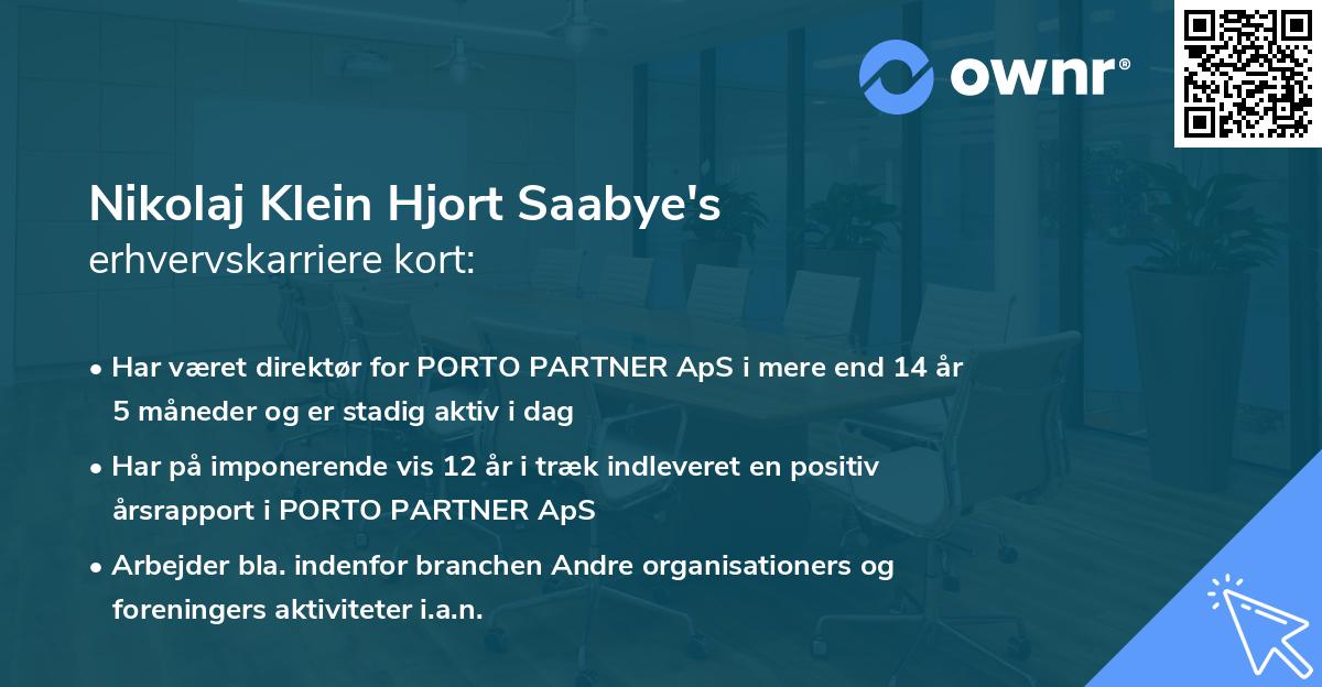 Nikolaj Klein Hjort Saabye's erhvervskarriere kort