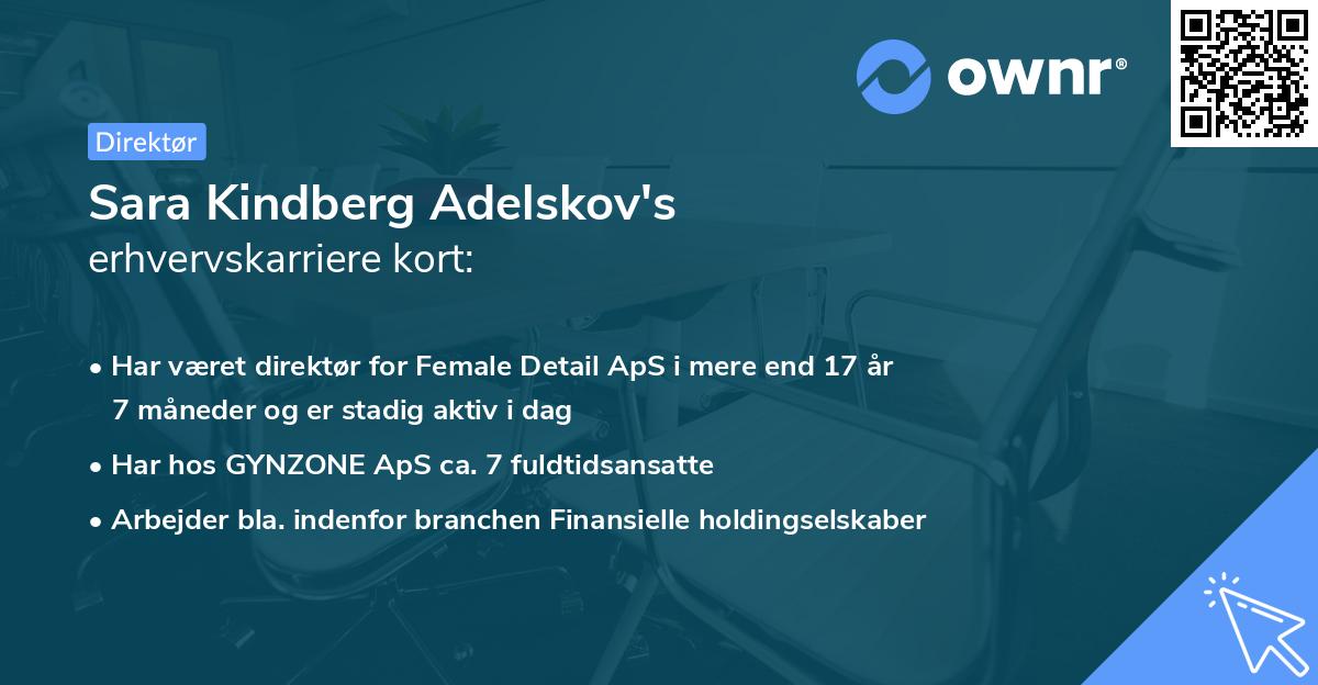 Sara Kindberg Adelskov's erhvervskarriere kort