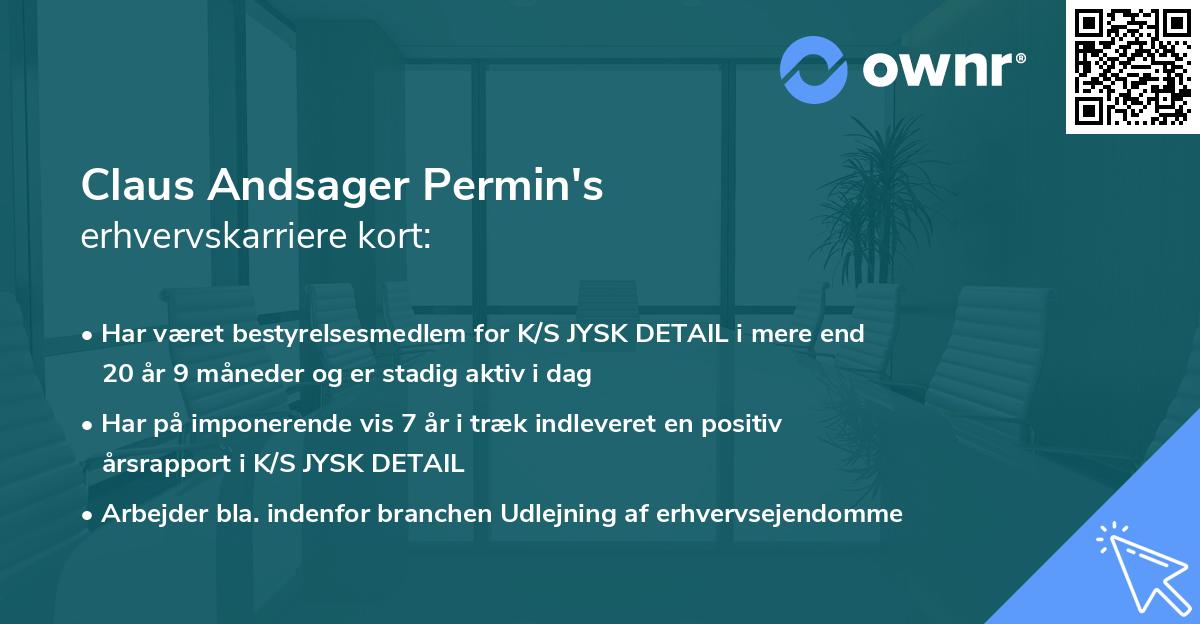 Claus Andsager Permin's erhvervskarriere kort