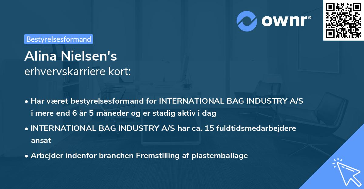 Alina Nielsen's erhvervskarriere kort