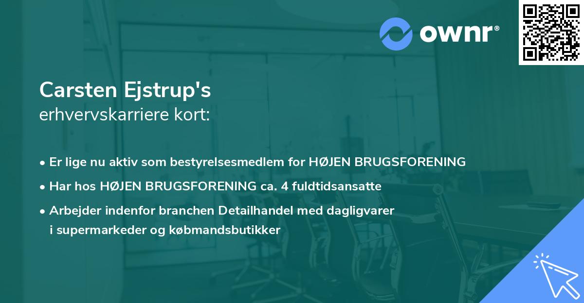 Carsten Ejstrup's erhvervskarriere kort