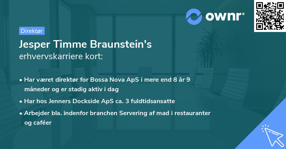 Jesper Timme Braunstein's erhvervskarriere kort