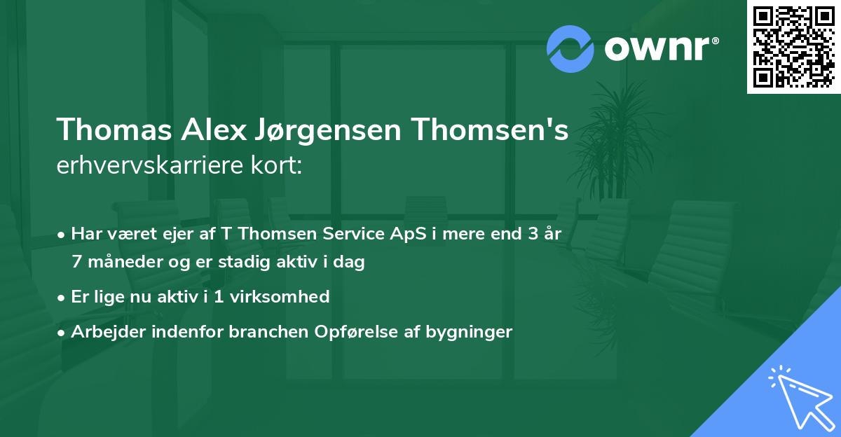 Thomas Alex Jørgensen Thomsen's erhvervskarriere kort