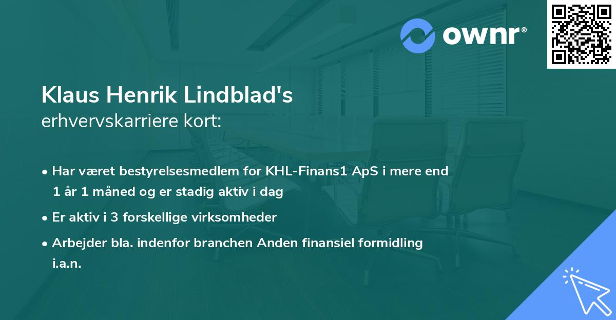 Klaus Henrik Lindblad's erhvervskarriere kort