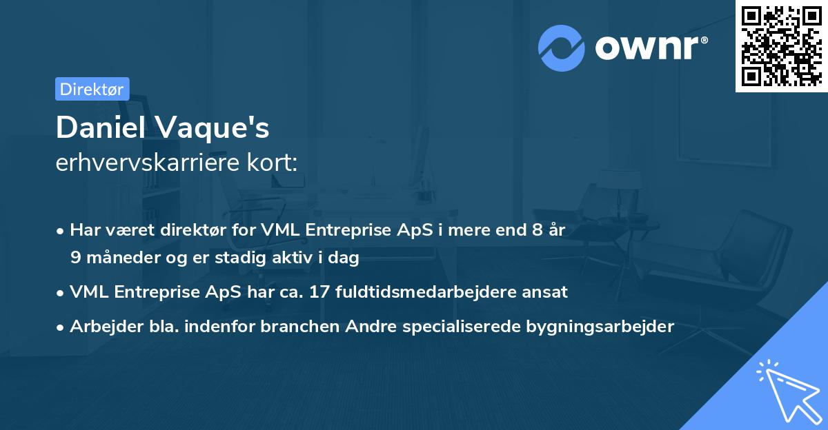 Daniel Vaque's erhvervskarriere kort