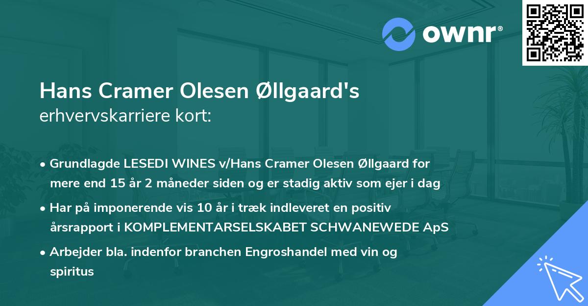 Hans Cramer Olesen Øllgaard's erhvervskarriere kort