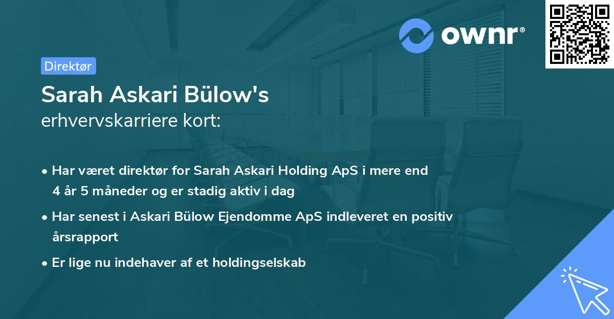 Sarah Askari Bülow's erhvervskarriere kort