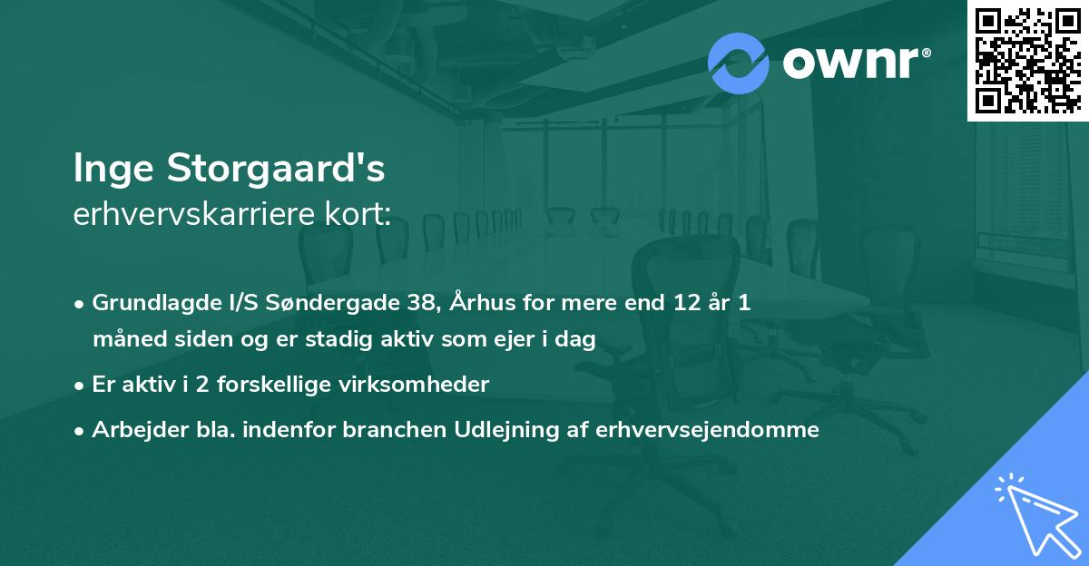 Inge Storgaard's erhvervskarriere kort
