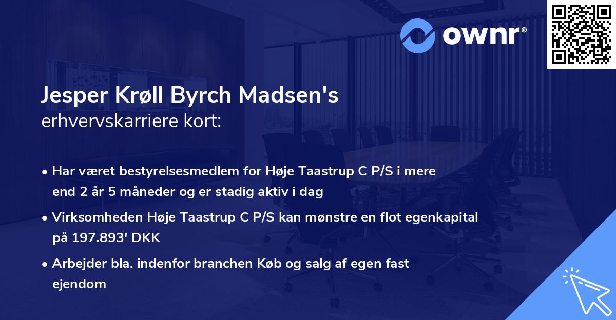 Jesper Krøll Byrch Madsen's erhvervskarriere kort