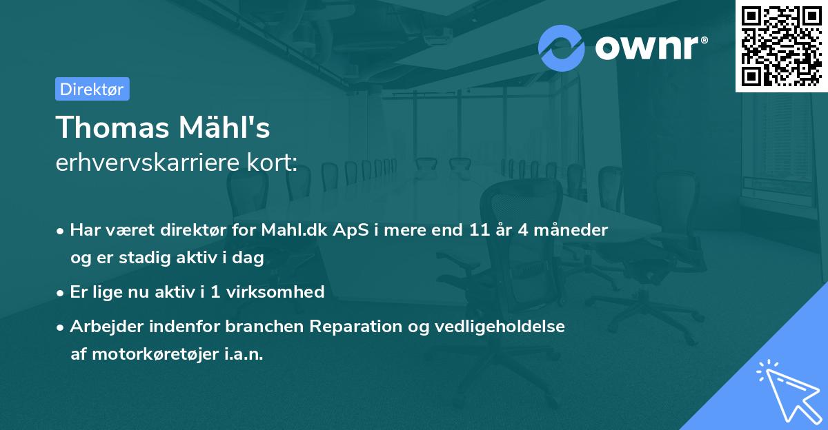 Thomas Mähl's erhvervskarriere kort
