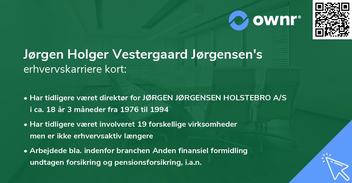 Jørgen Holger Vestergaard Jørgensen's erhvervskarriere kort