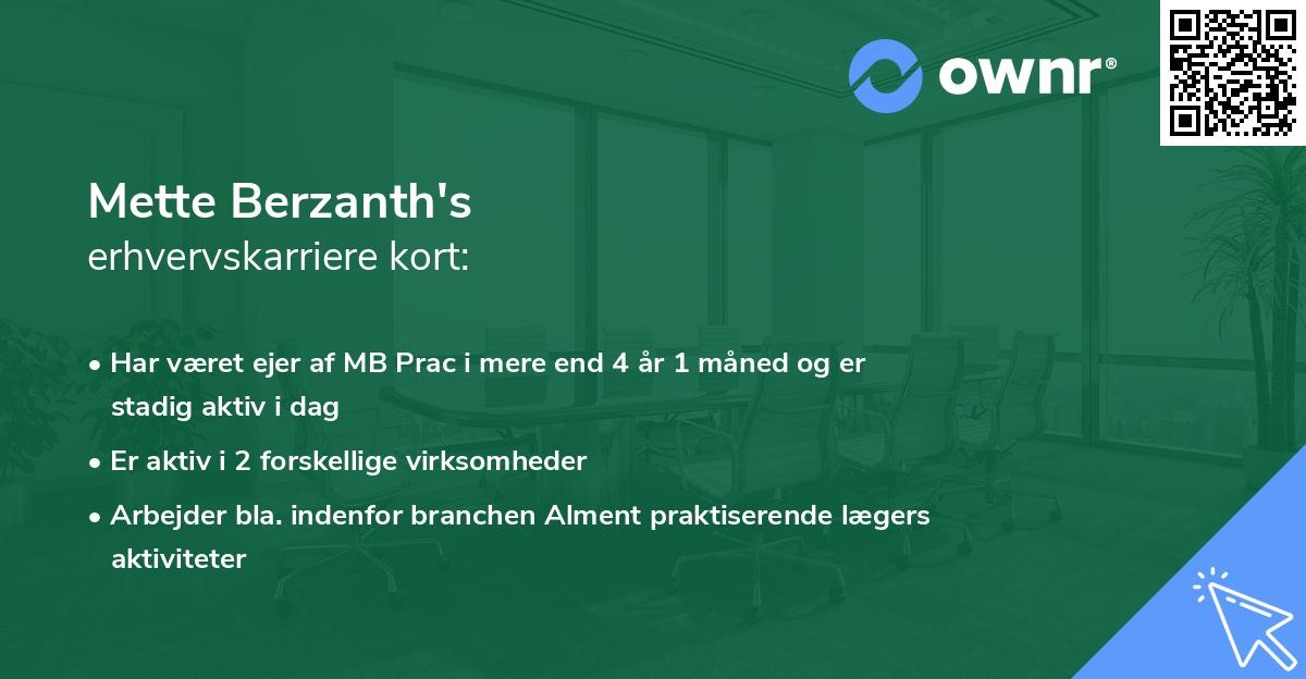 Mette Berzanth's erhvervskarriere kort