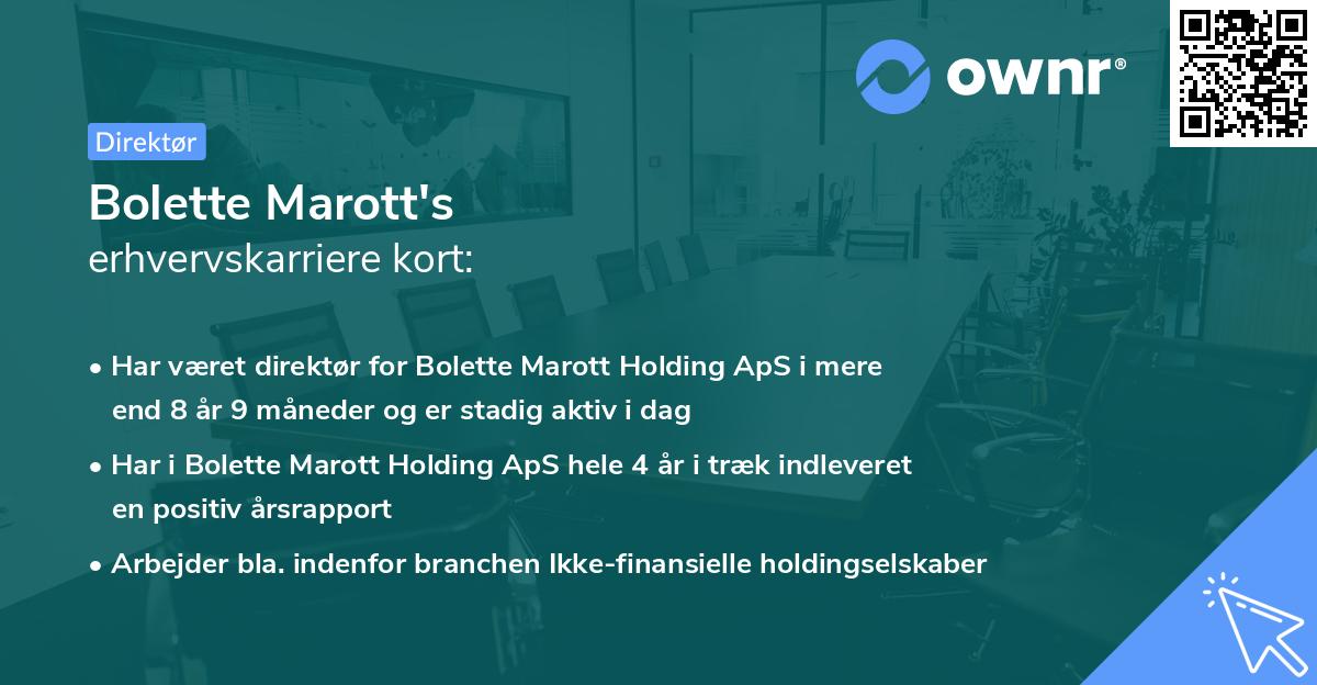 Bolette Marott's erhvervskarriere kort