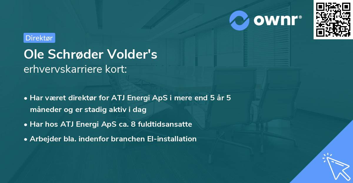 Ole Schrøder Volder's erhvervskarriere kort
