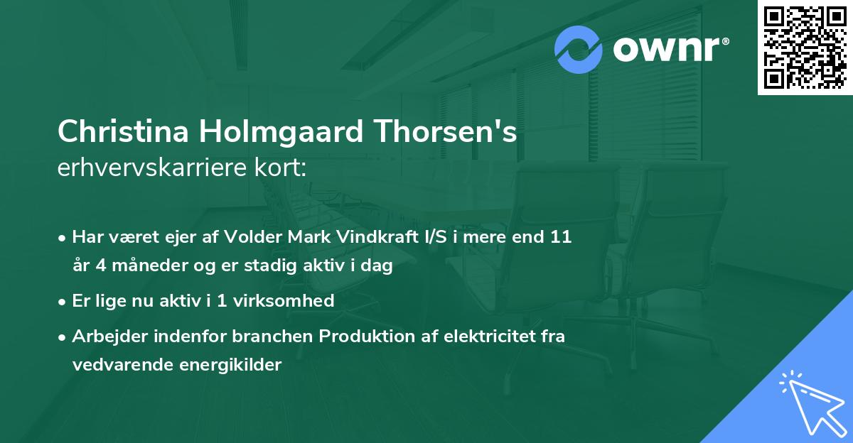 Christina Holmgaard Thorsen's erhvervskarriere kort