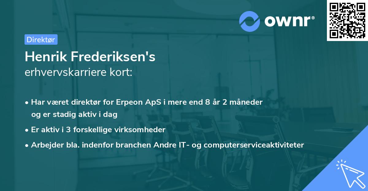 Henrik Frederiksen's erhvervskarriere kort