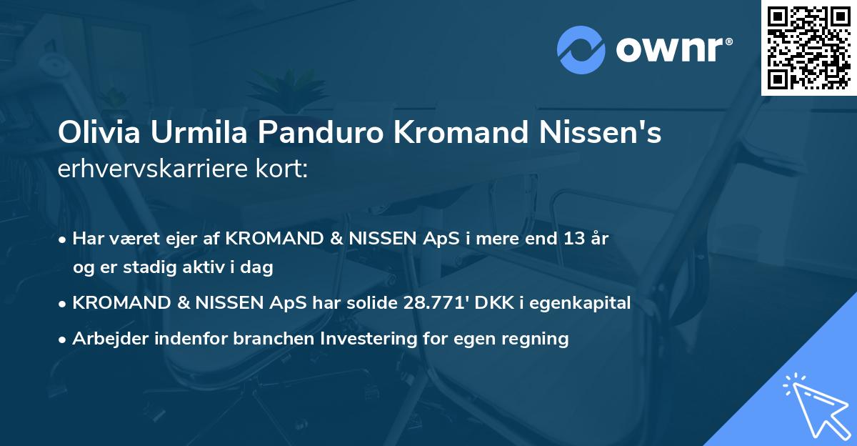 Olivia Urmila Panduro Kromand Nissen's erhvervskarriere kort