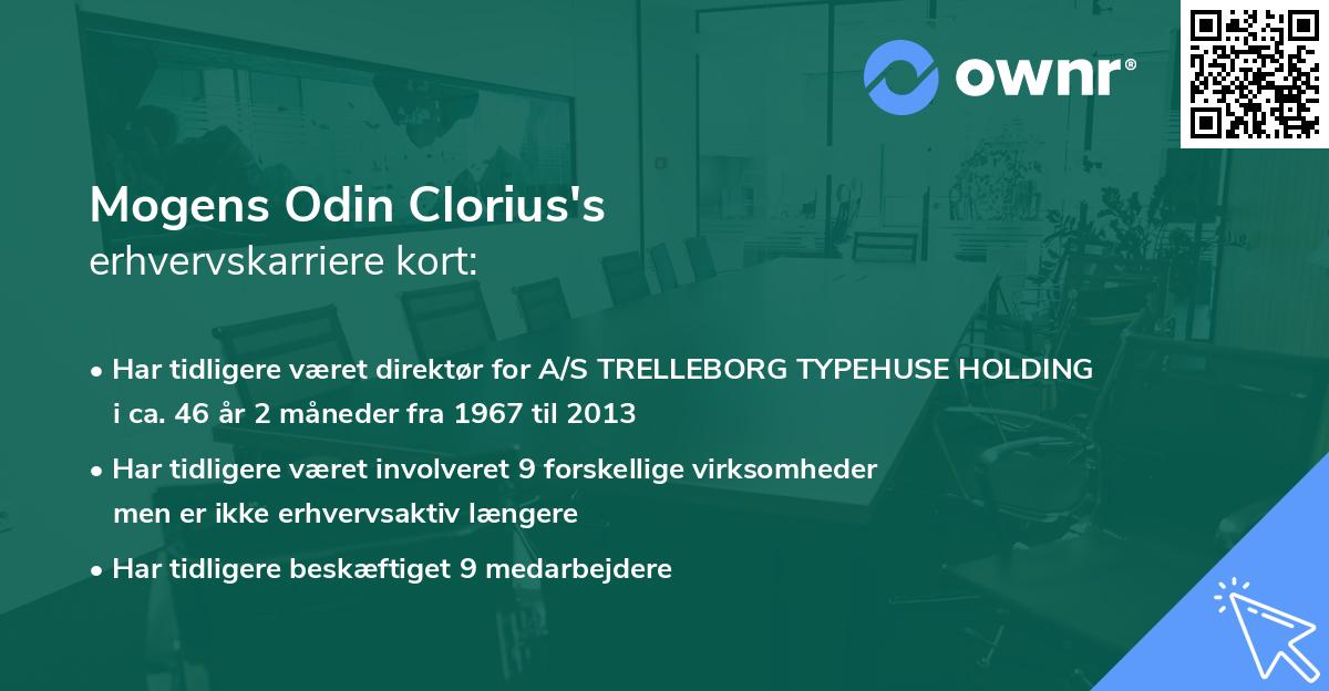 Mogens Odin Clorius's erhvervskarriere kort