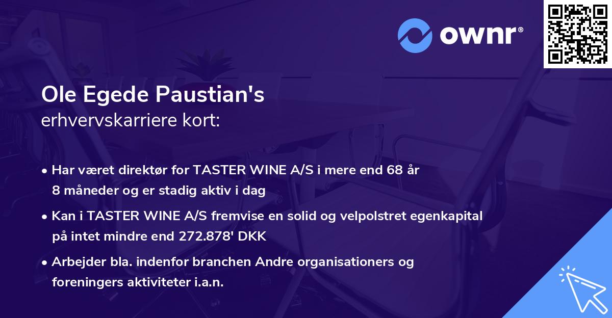 Ole Egede Paustian's erhvervskarriere kort