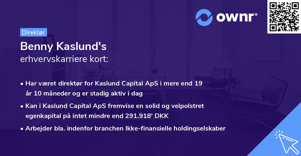Benny Kaslund's erhvervskarriere kort