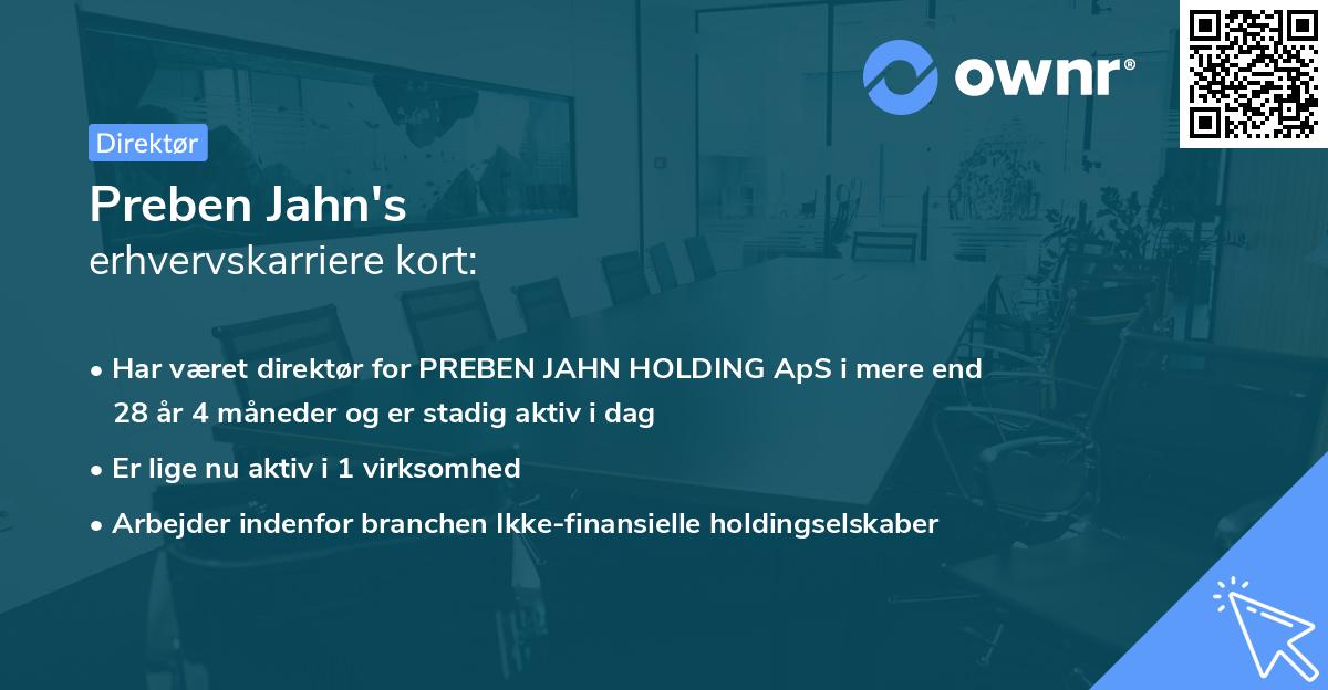 Preben Jahn's erhvervskarriere kort