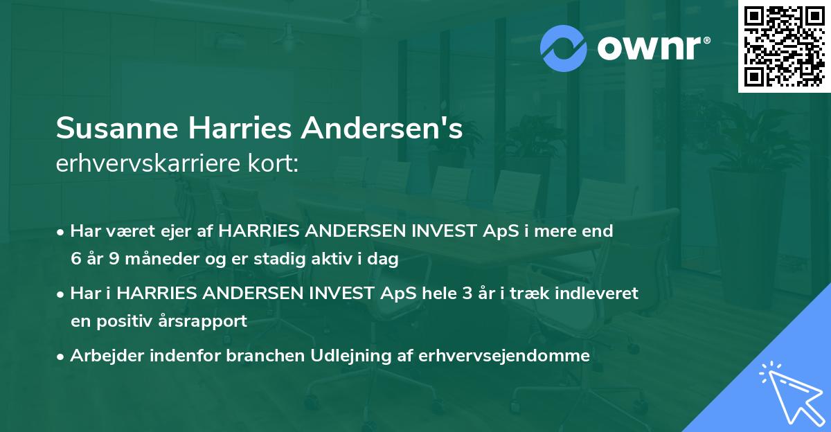 Susanne Harries Andersen's erhvervskarriere kort