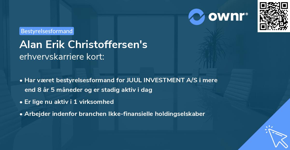 Alan Erik Christoffersen's erhvervskarriere kort
