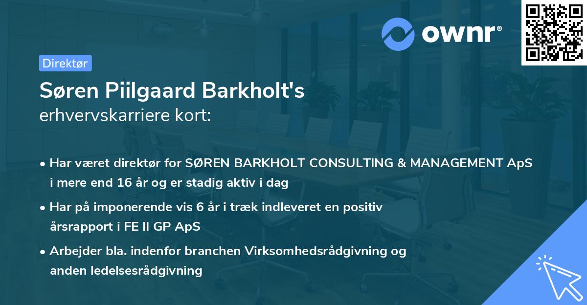 Søren Piilgaard Barkholt's erhvervskarriere kort
