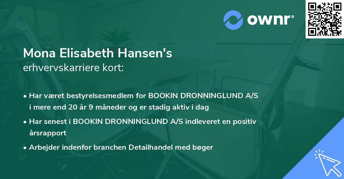 Mona Elisabeth Hansen's erhvervskarriere kort