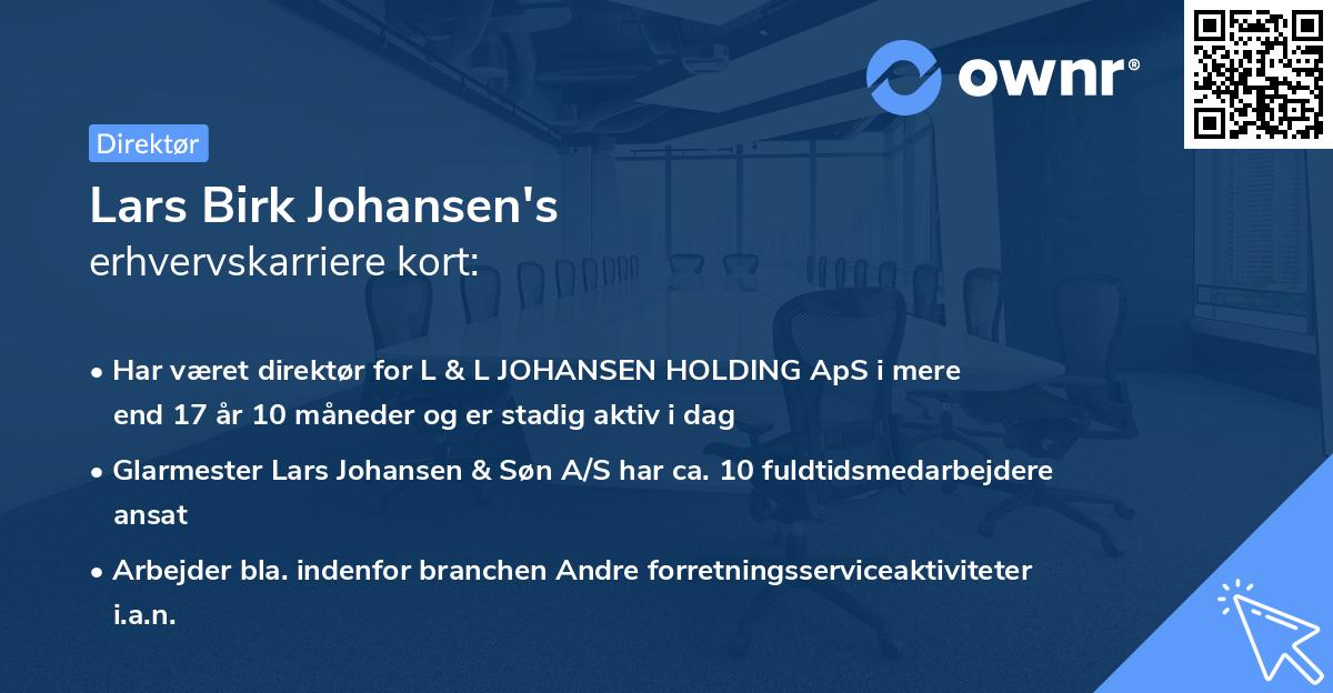 Lars Birk Johansen's erhvervskarriere kort