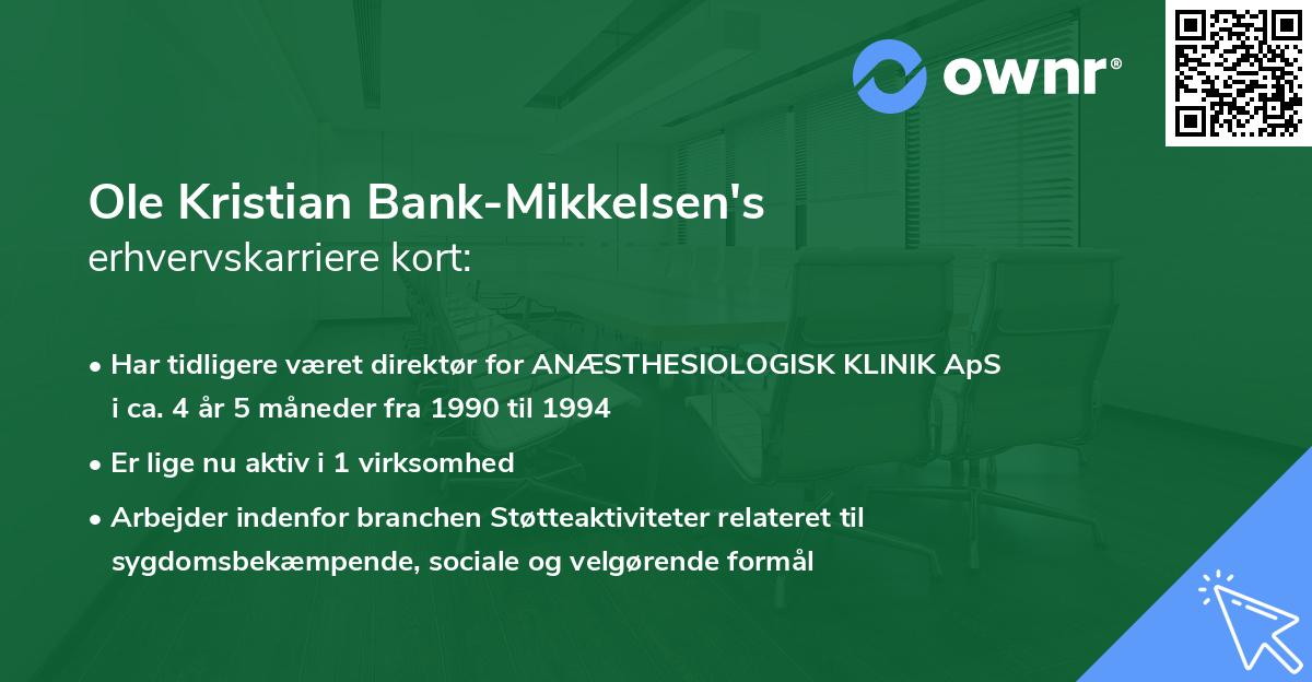 Ole Kristian Bank-Mikkelsen's erhvervskarriere kort