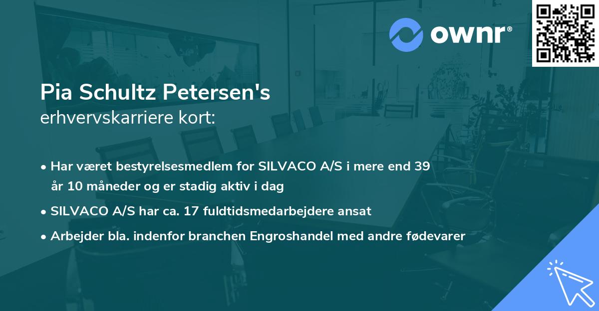 Pia Schultz Petersen's erhvervskarriere kort