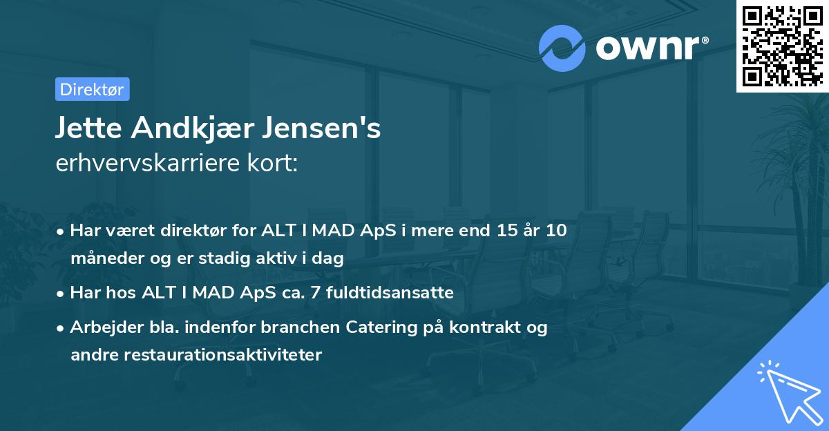 Jette Andkjær Jensen's erhvervskarriere kort