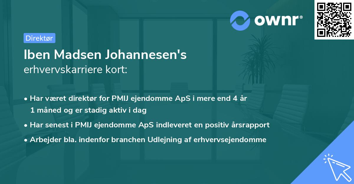 Iben Madsen Johannesen's erhvervskarriere kort